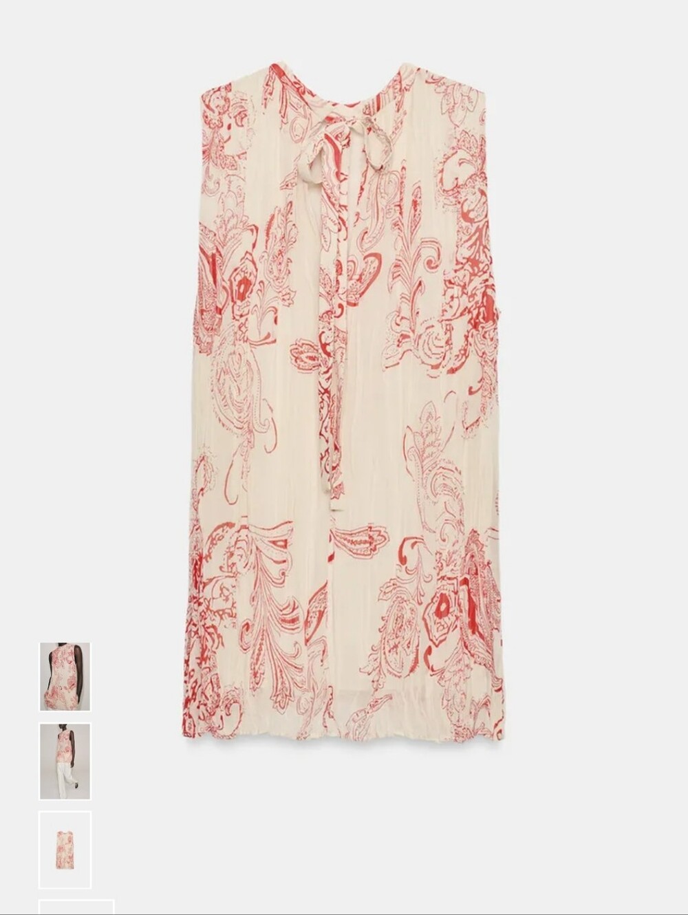 Zara Cream Camisole with Red Paisley Motif - Picture 8 of 10